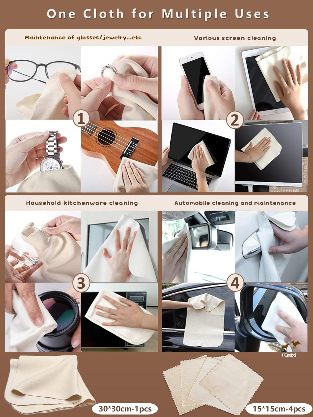 Chamois leather cloth absorbing liquid and removing fingerprints