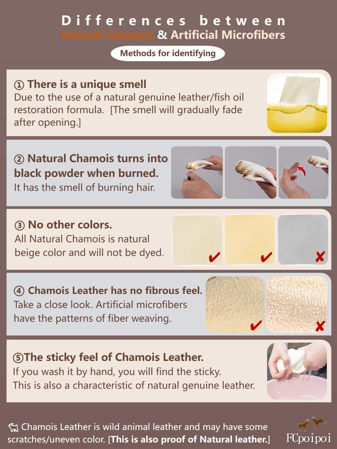 Reusable 12x12 natural chamois cleaning cloth, hand-washable