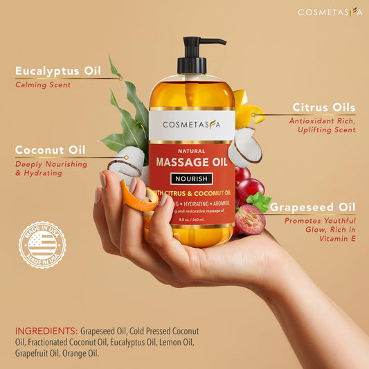 Creamy massage oil texture showing smooth glide