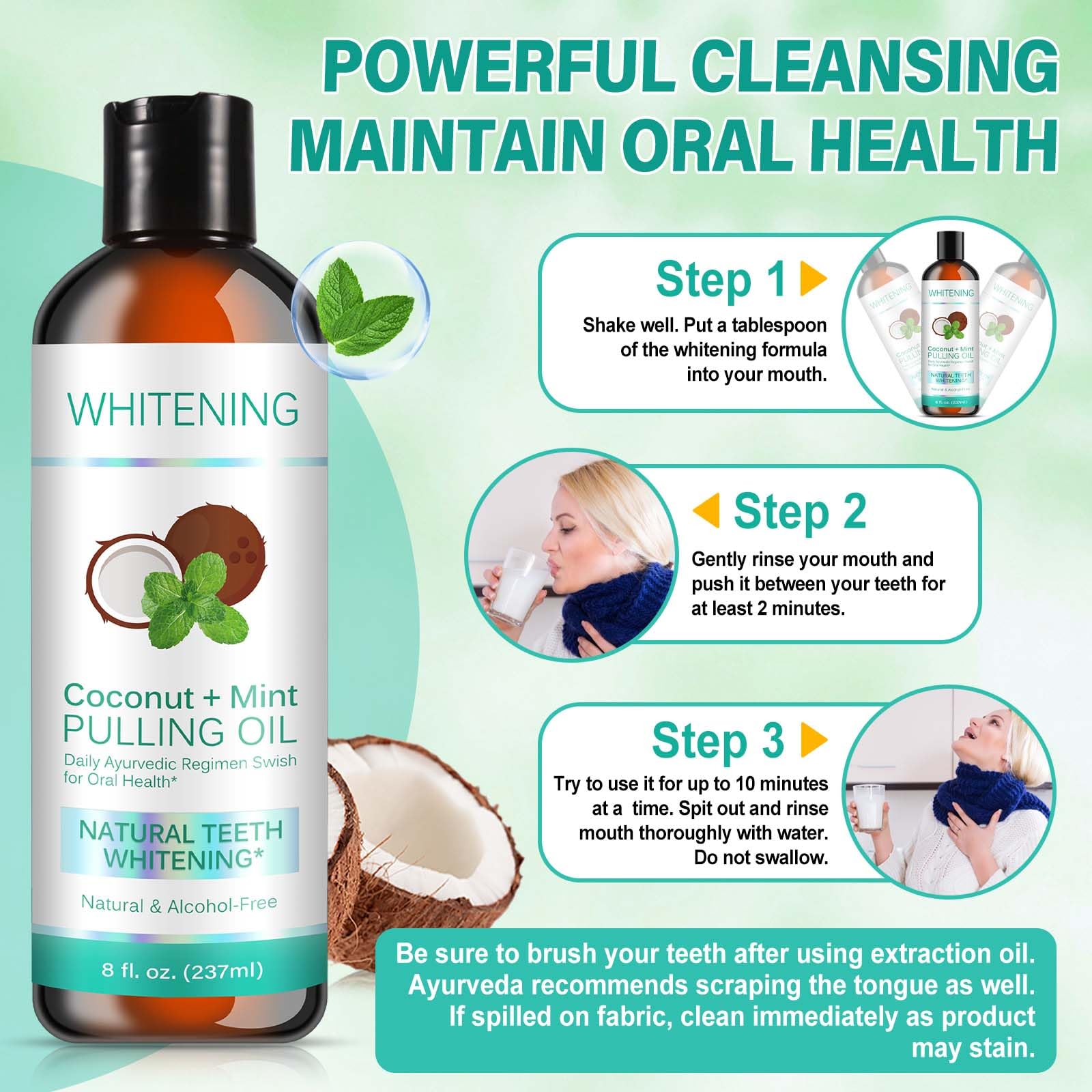 Natural coconut oil pulling for teeth