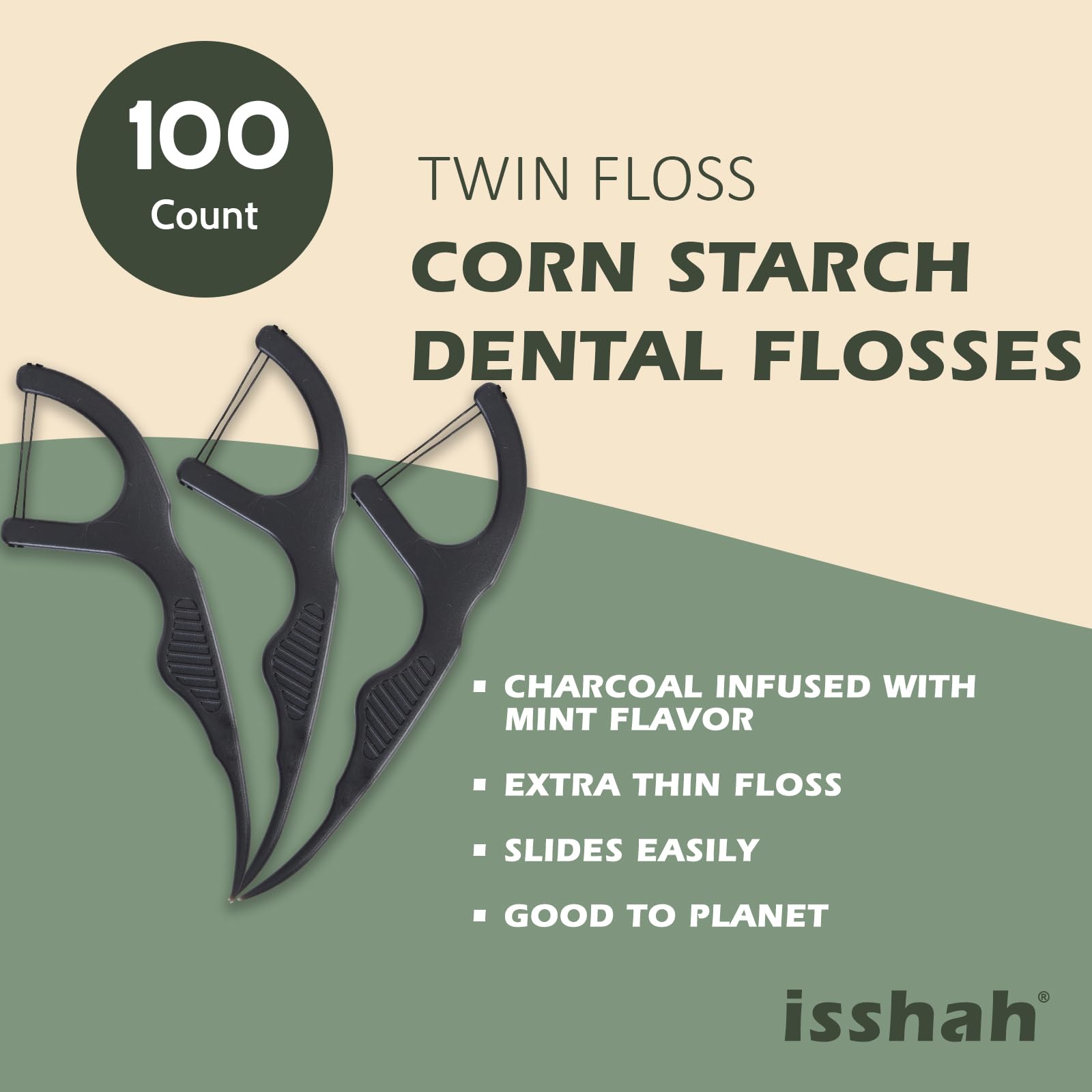 Twin Floss Charcoal Dental Floss Picks display
