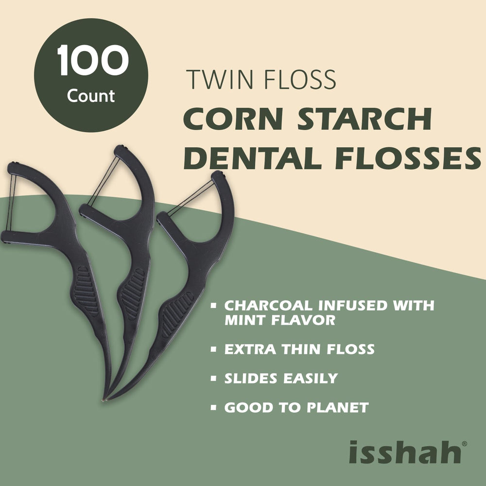 Twin Floss Charcoal Dental Floss Picks display