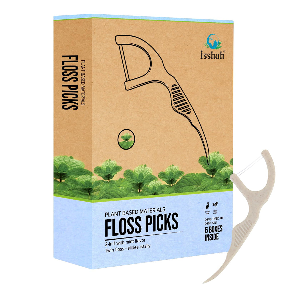 Front view of Natural Dental Floss Picks in kraft paper box packaging