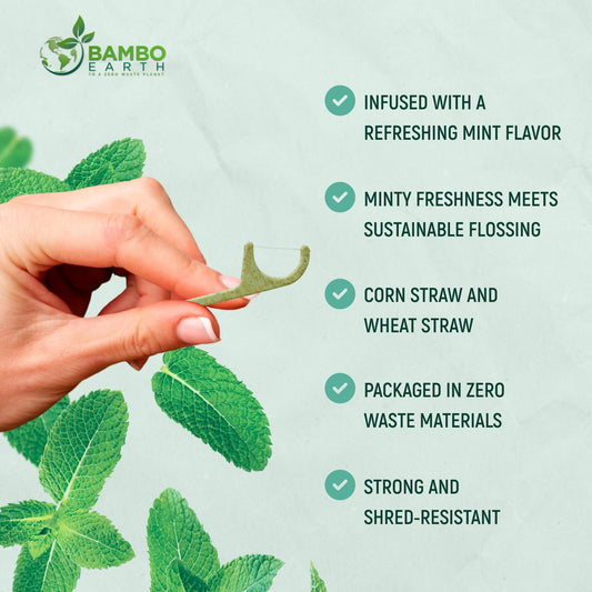 Cruelty-free vegan dental floss picks with BPA-free handle