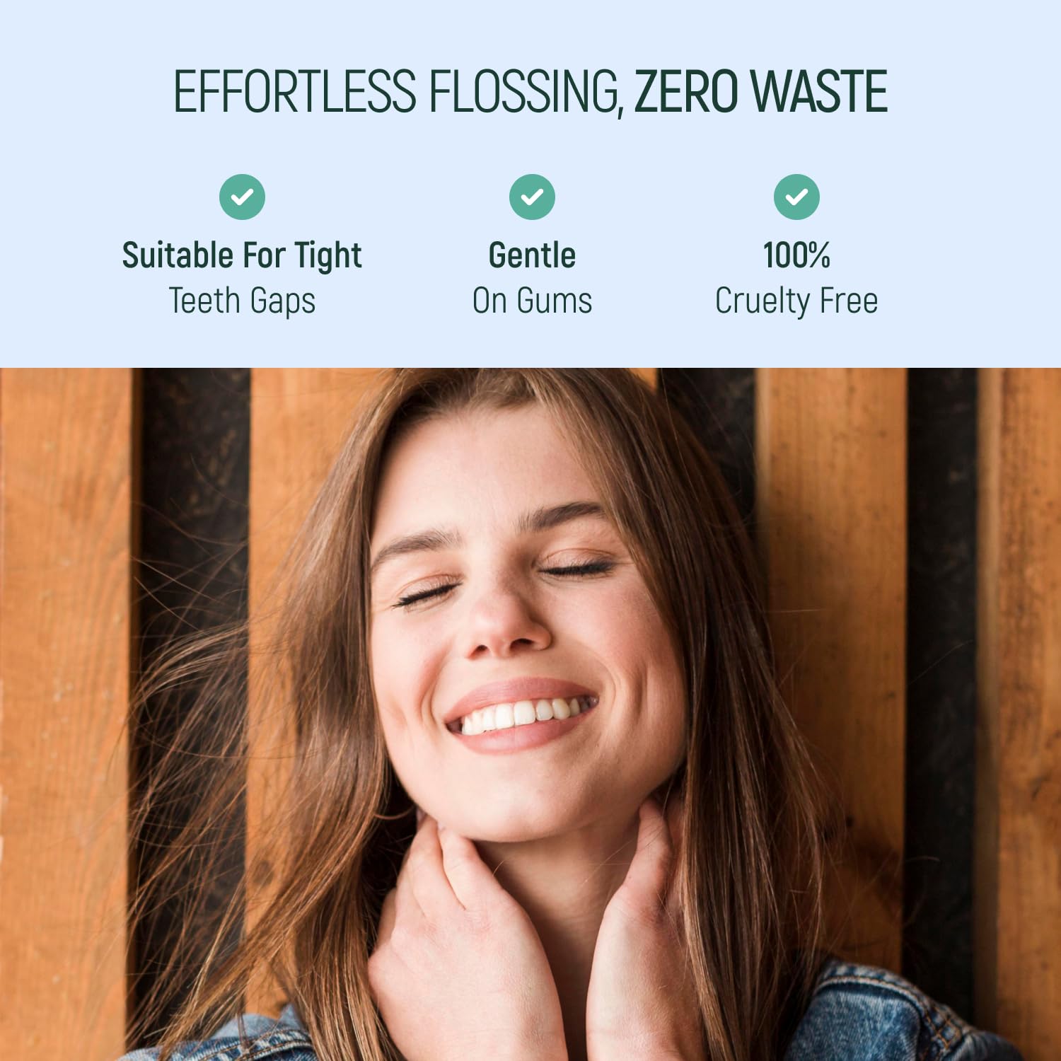 Close-up of mint-flavor dental floss pick
