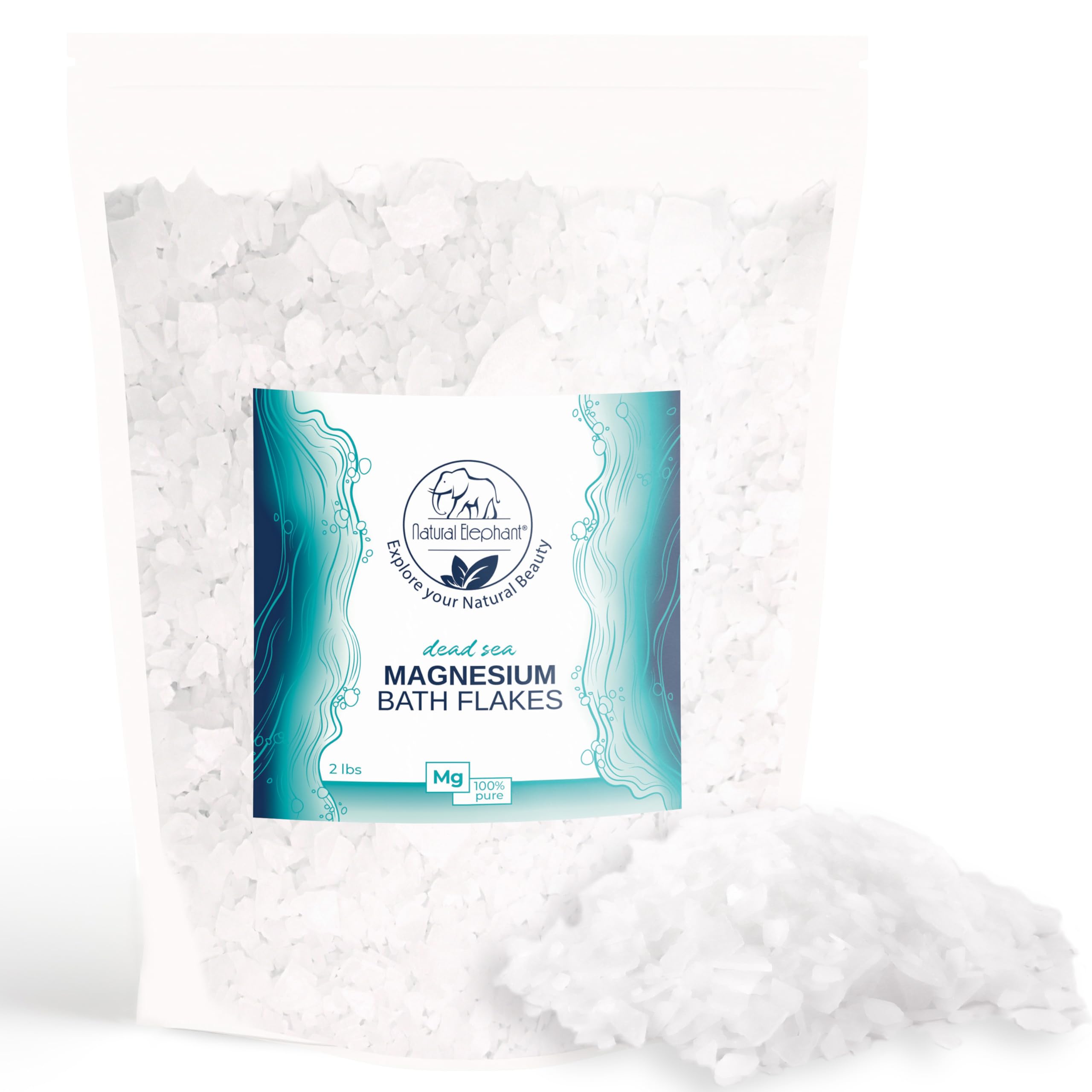 Natural Elephant Dead Sea bath flakes bottle for fragrance-free magnesium soak