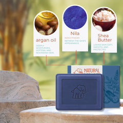 Natural Elephant Nila bar soap travel-size 3.52oz packaging for on-the-go routine