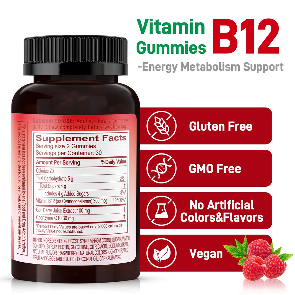 Bottle shot of Natural Energy Gummies Raspberry 120 count