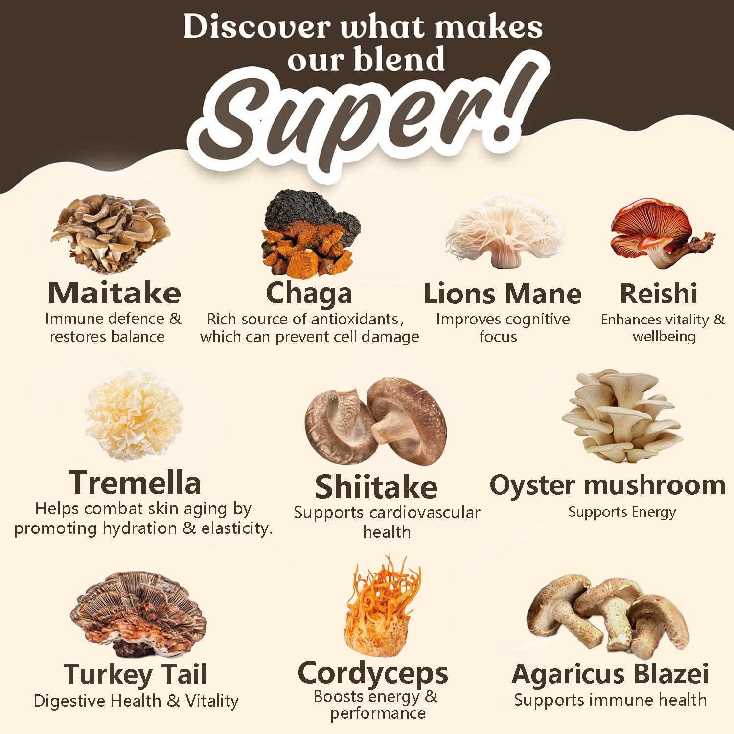 Cup of mushroom coffee with steam and energy boost
