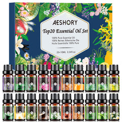 Natural Essential Oils Gift Set packaging with 20 x 10ml bottles
