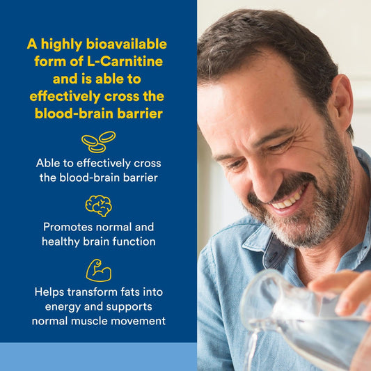 Close-up of Natural Factors Acetyl-L-Carnitine 500 mg bottle label