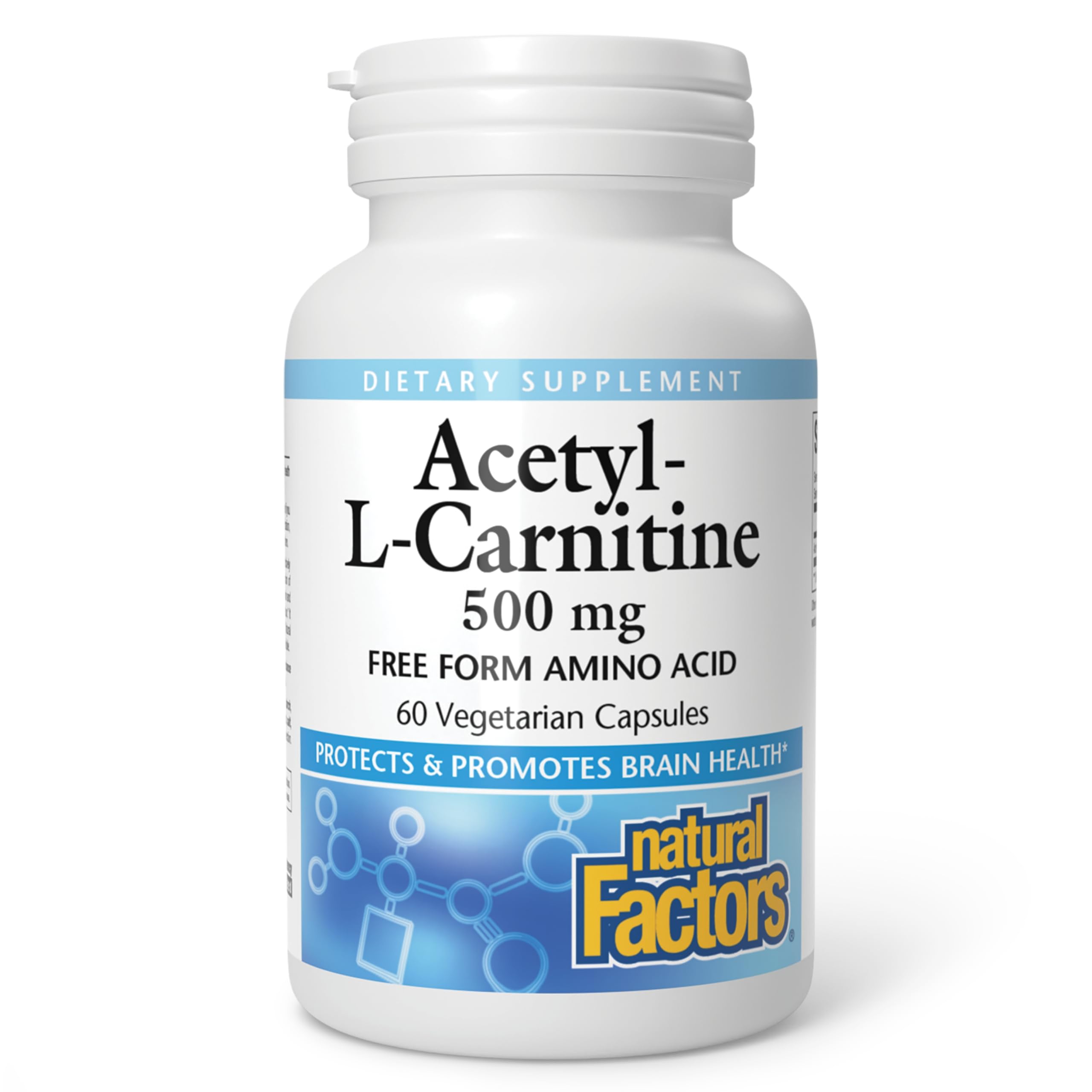 Natural Factors Acetyl L-Carnitine 500 mg bottle – 60 vegetarian capsules