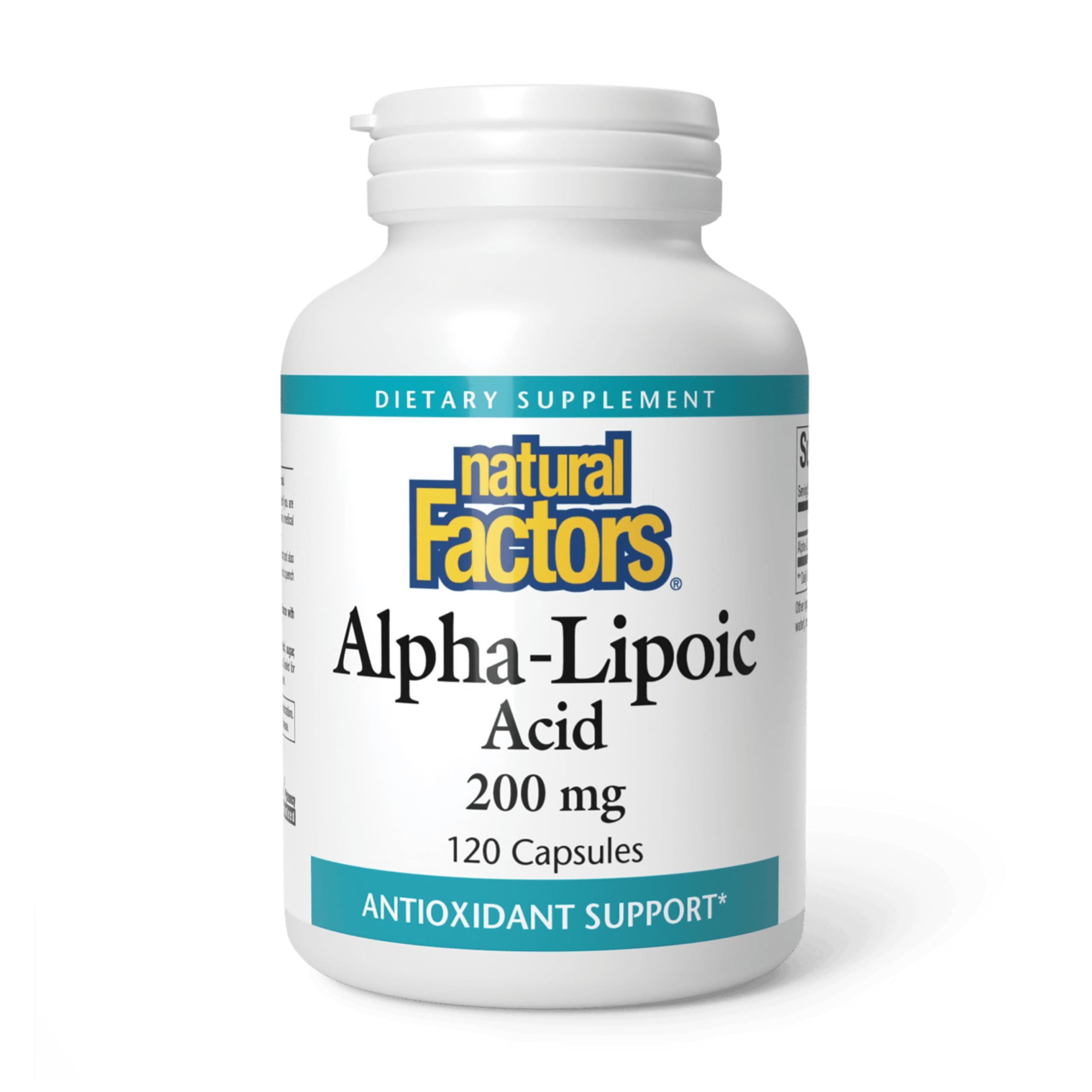 Bottle of Natural Factors Alpha-Lipoic Acid 200 mg with 120 capsules