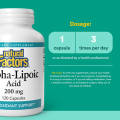 Alpha-Lipoic Acid 200 mg capsules laid out on a white background