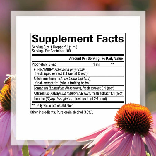 Label of Natural Factors Anti-V Liquid Formula echinacea immune supplement bottle - view 2