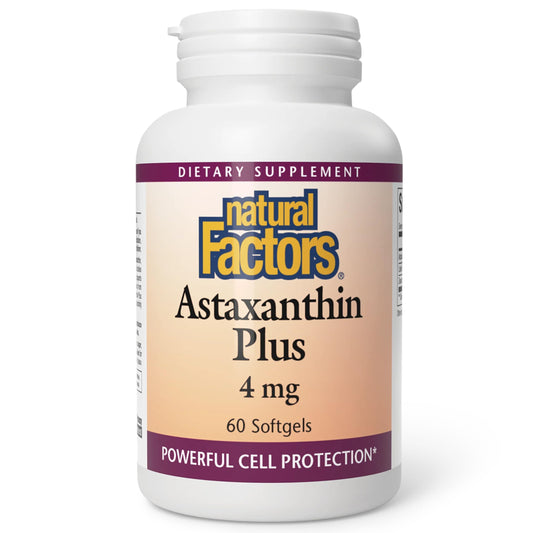 Bottle of NATURAL FACTORS Astaxanthin Plus 4Mg 60 CT