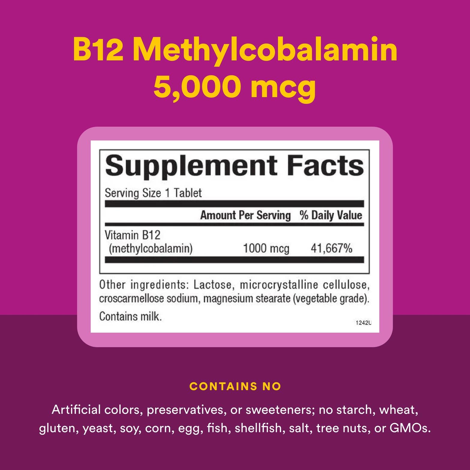 Display of 1000 mcg methylcobalamin dosage on package