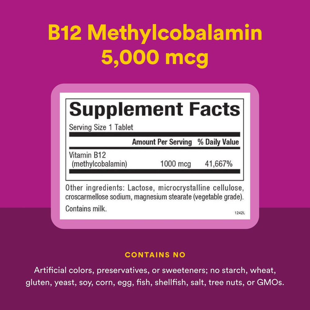 Display of 1000 mcg methylcobalamin dosage on package