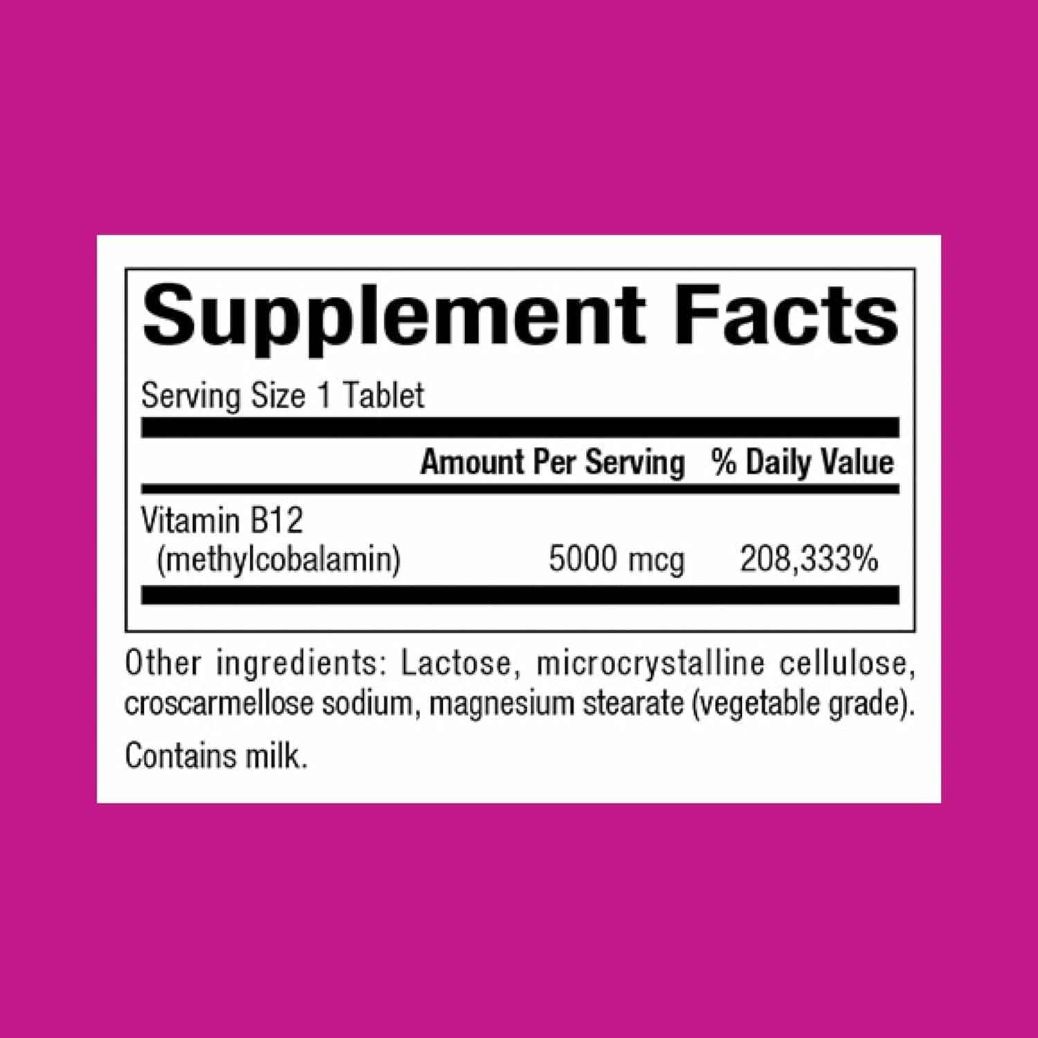 Close-up of Natural Factors B12 5000 mcg methylcobalamin chewable tablet