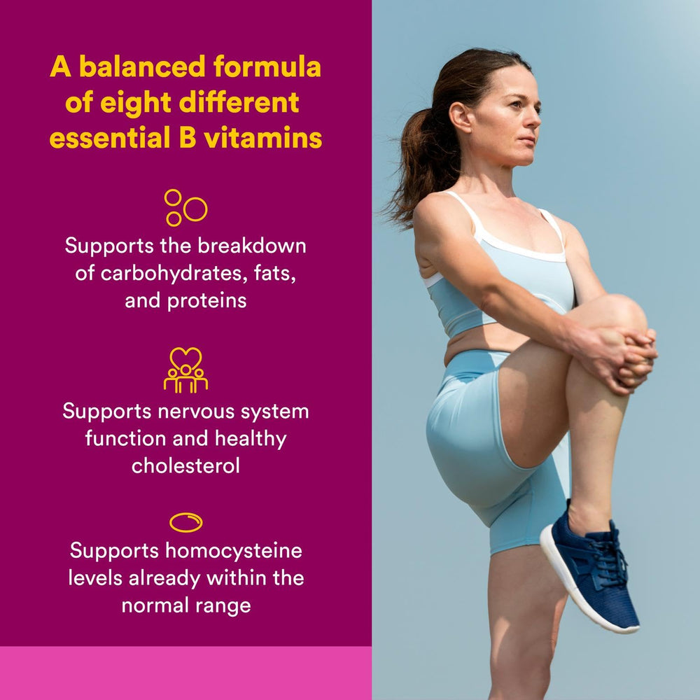 Close-up of B vitamin capsules from Active B Complex