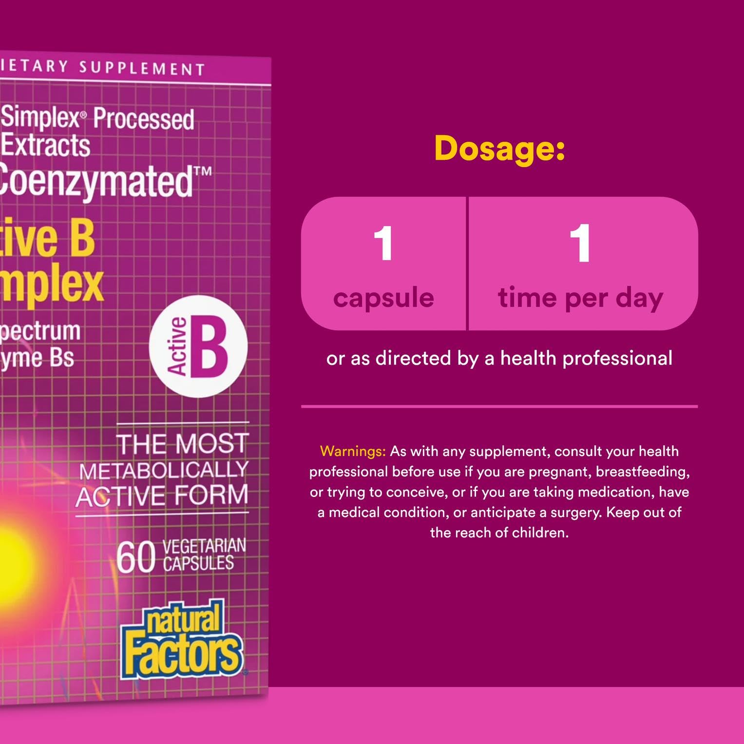 Nutrition facts label on BioCoenzymated Active B Complex packaging