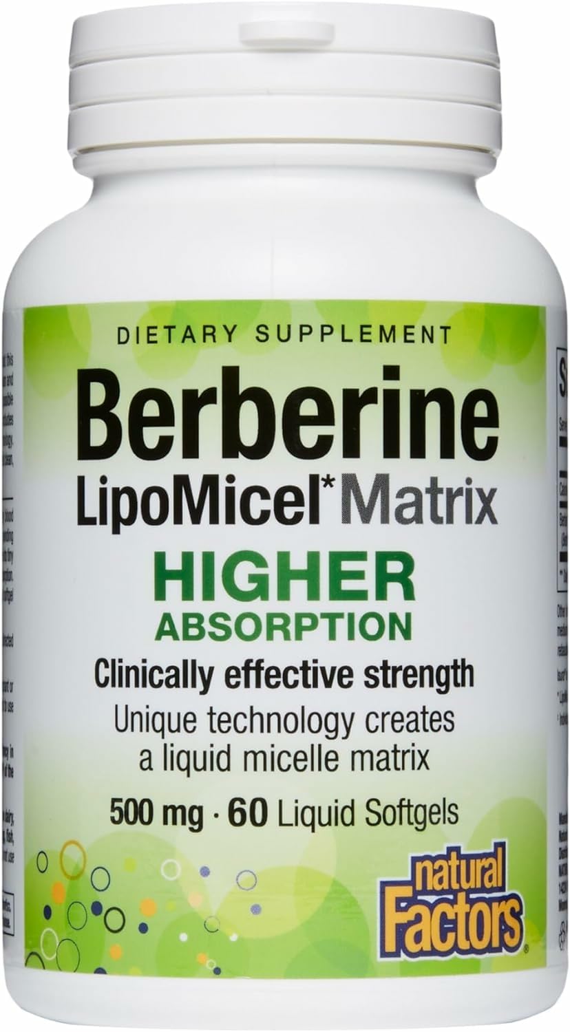 Front label view of Natural Factors Berberine LipoMicel Matrix bottle