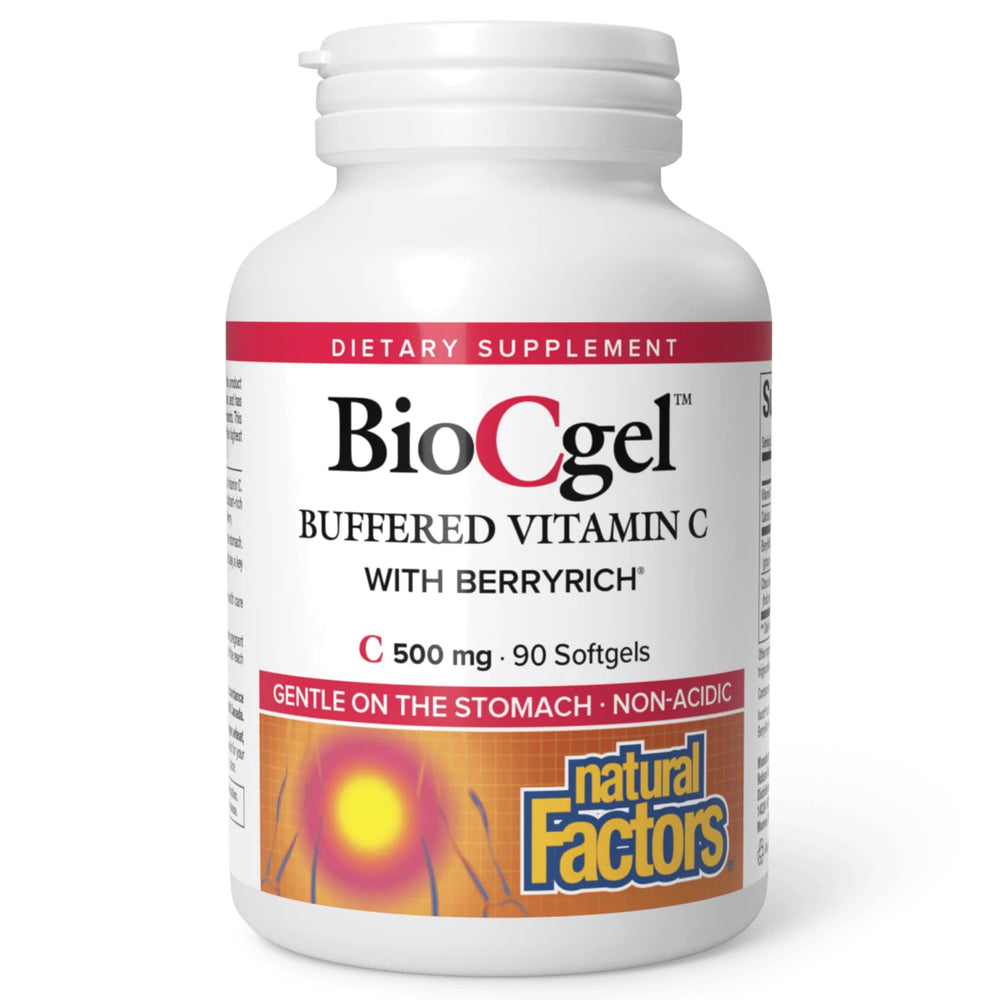 Front view of Natural Factors BioCgel Vitamin C 90 Soft Gels