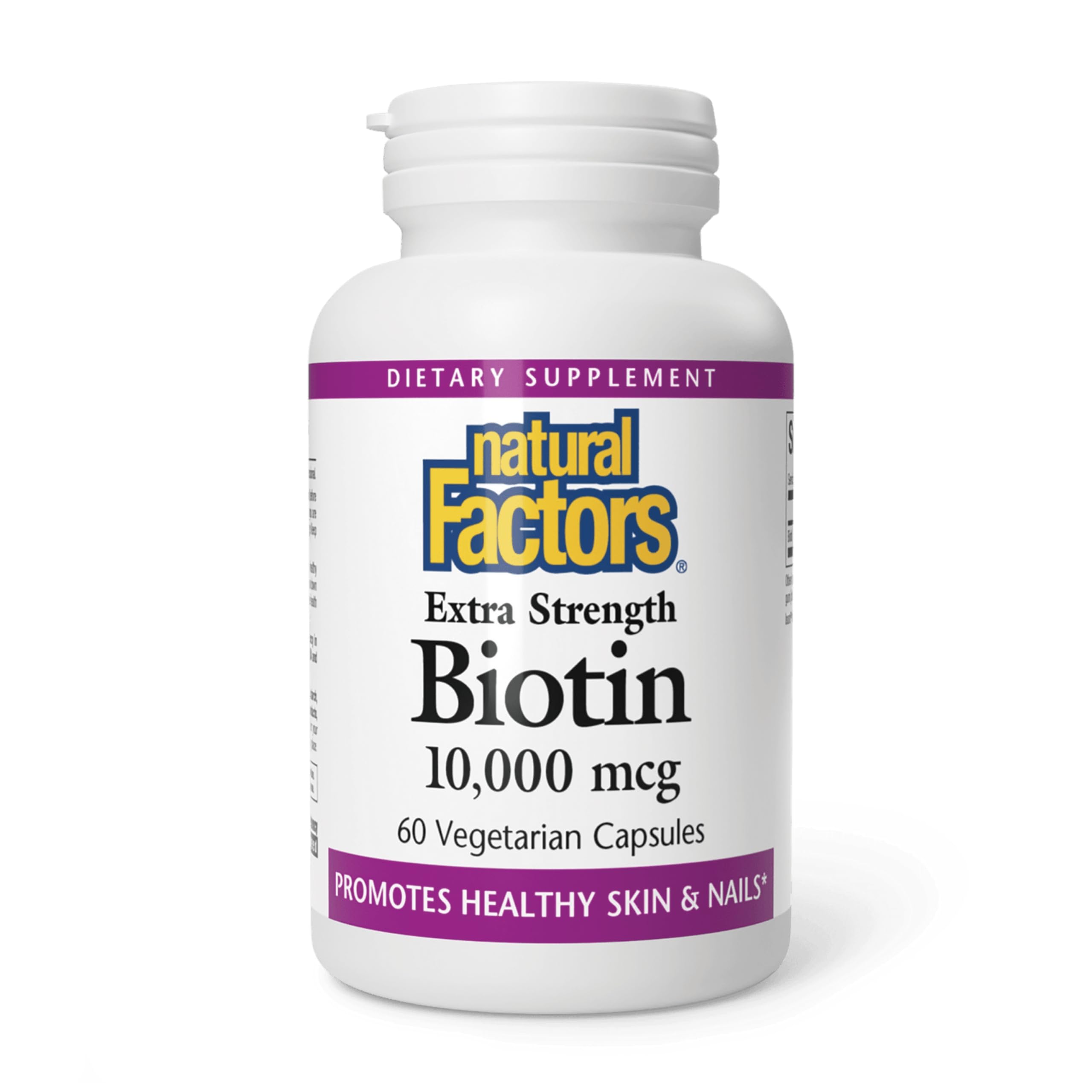 Bottle of Natural Factors Biotin 10000 mcg 60 count