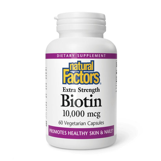 Bottle of Natural Factors Biotin 10000 mcg 60 count