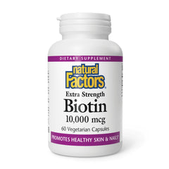 Bottle of Natural Factors Biotin 10000 mcg 60 count