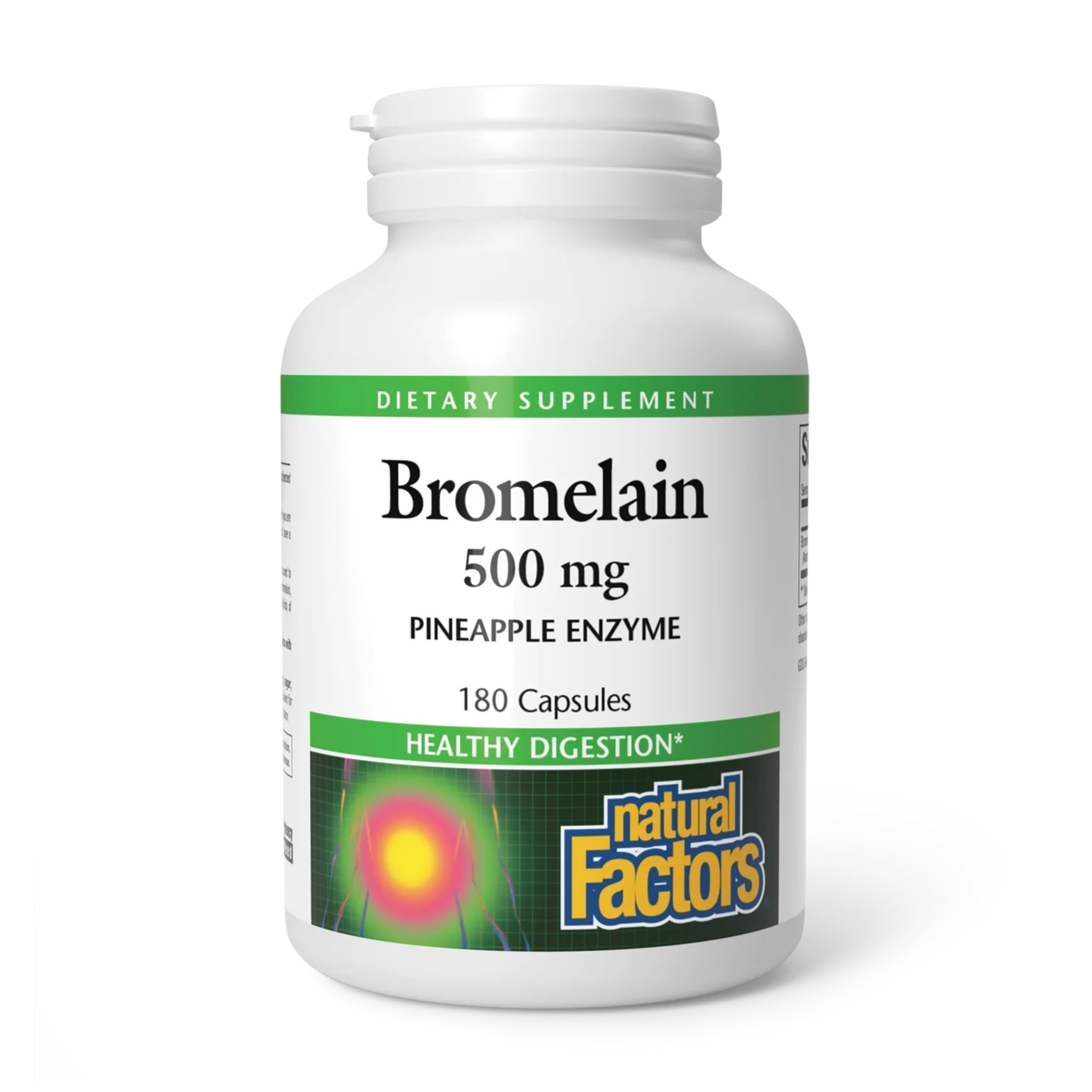 Bottle of Natural Factors Bromelain 500 mg capsules