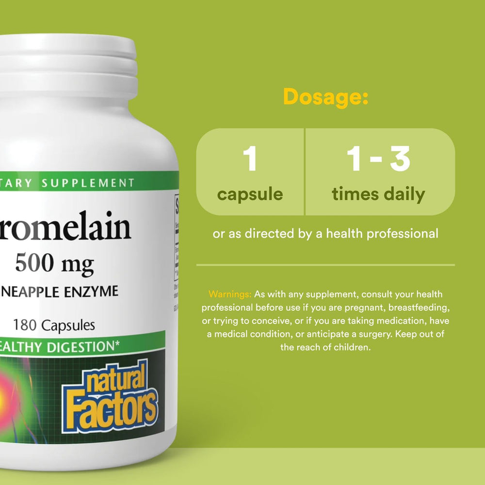 Natural Factors Bromelain 500 mg label