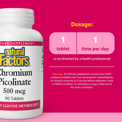 Front label of Natural Factors chromium picolinate bottle