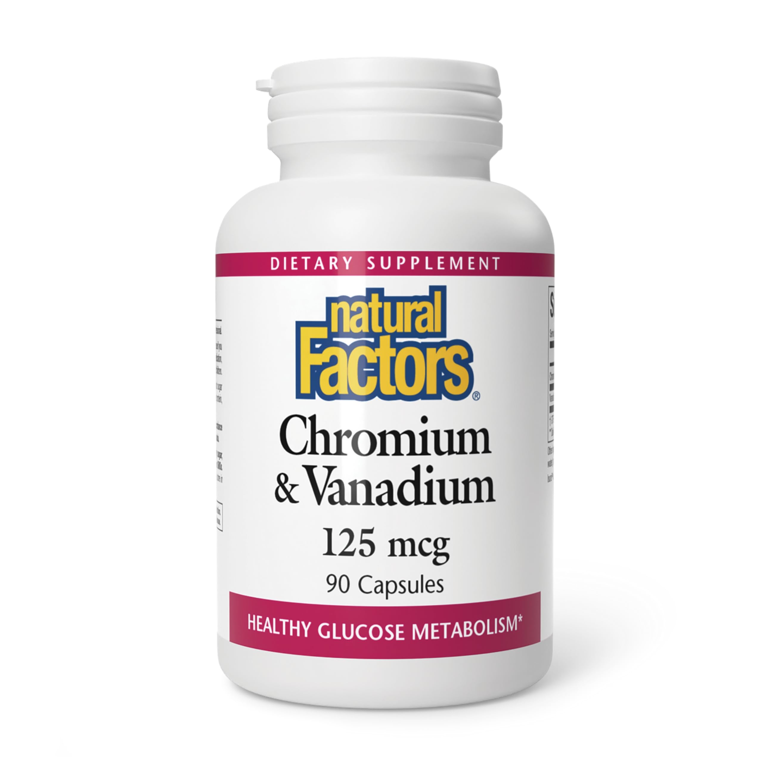 Natural Factors Chromium & Vanadium 125 mcg bottle - front view