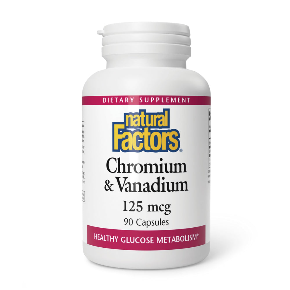 Natural Factors Chromium & Vanadium 125 mcg bottle - front view