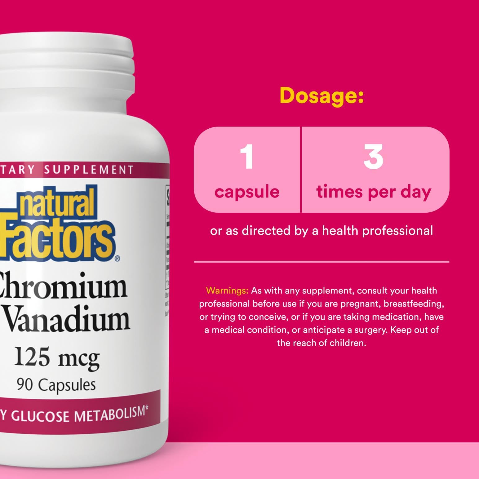 Natural Factors Chromium & Vanadium supplement facts label