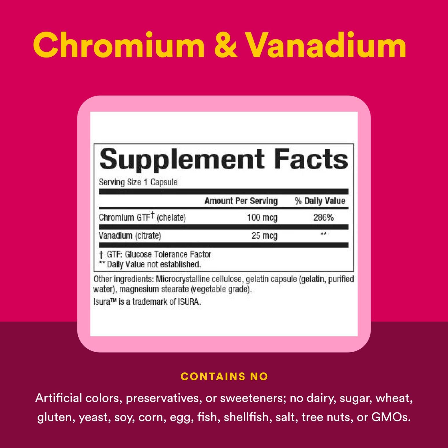 Front packaging image of Natural Factors Chromium & Vanadium 125 mcg