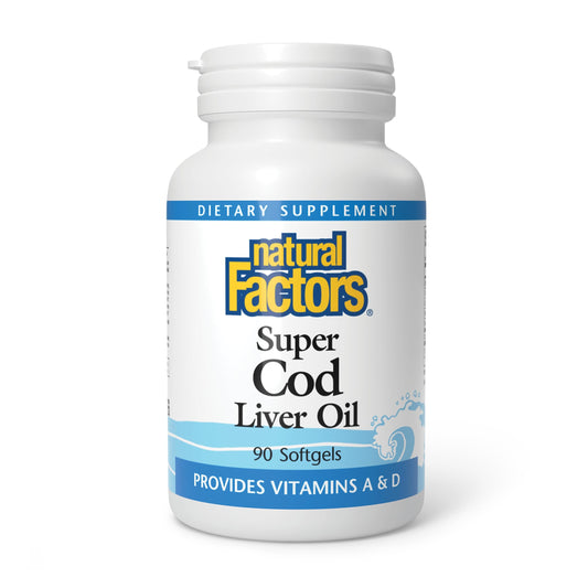 Natural Factors Cod Liver Oil bottle with 90 capsules