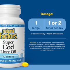 Supplement facts panel on cod liver oil bottle