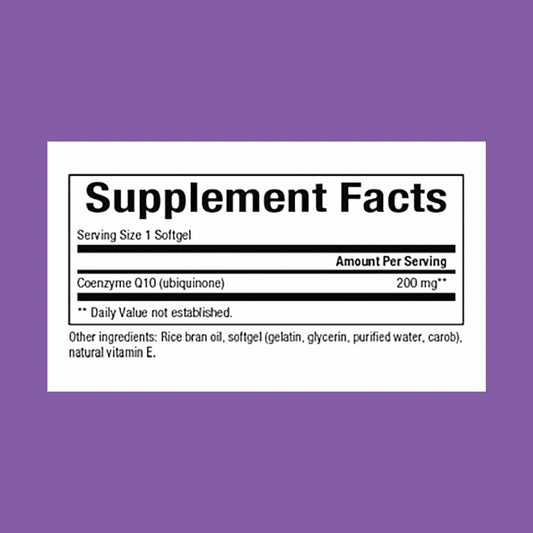 Natural Factors CoQ10 400 mg softgels back label with supplement facts