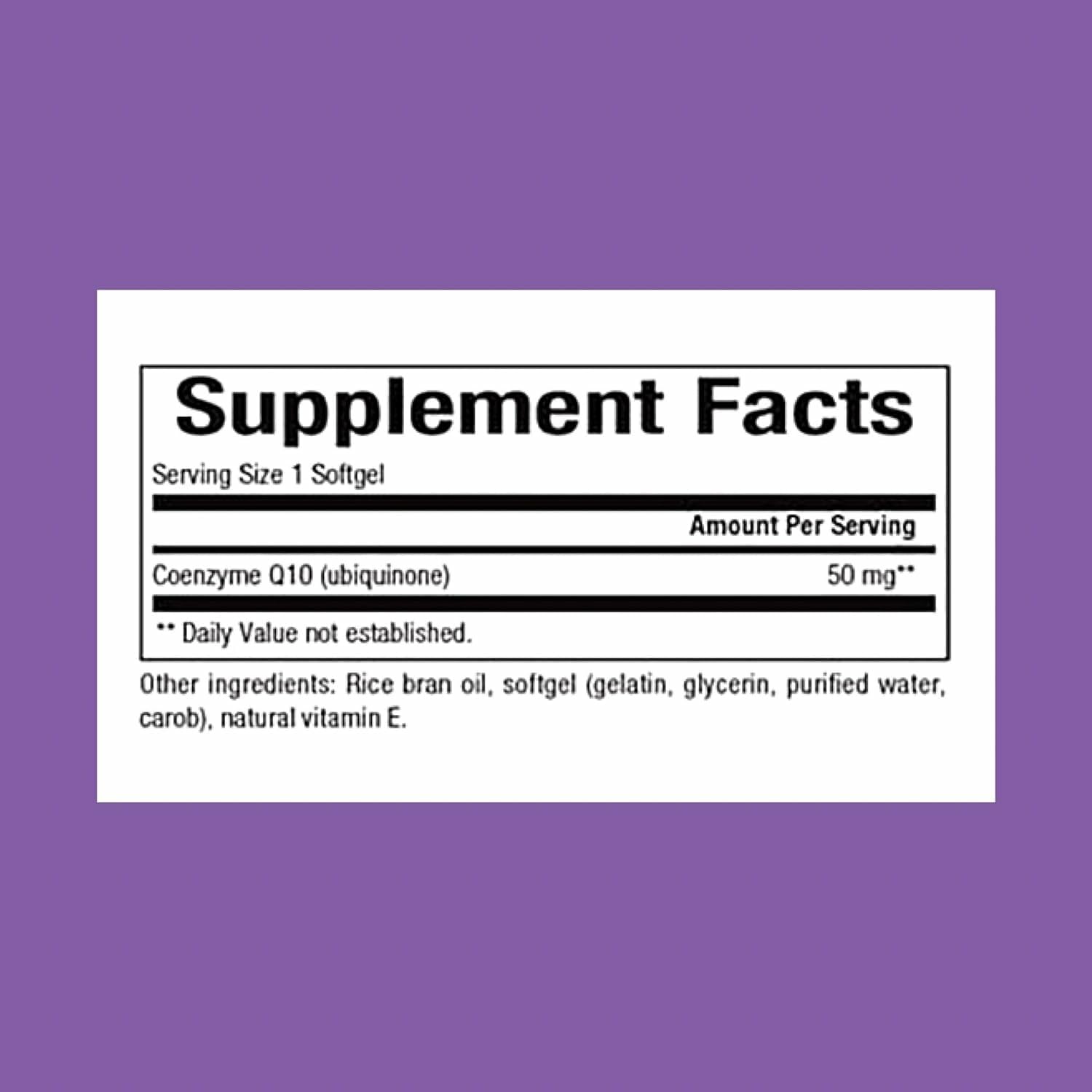 Front label of Natural Factors CoQ10 50 mg 60 softgels