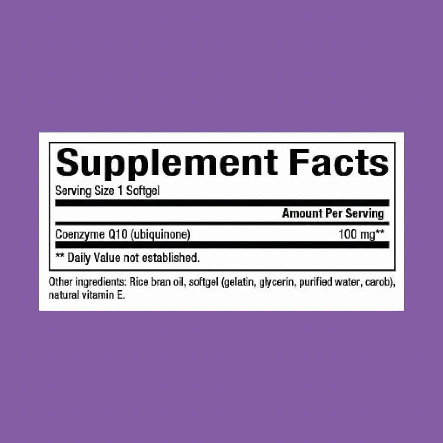 Close-up of Natural Factors CoQ10 softgels in bottle