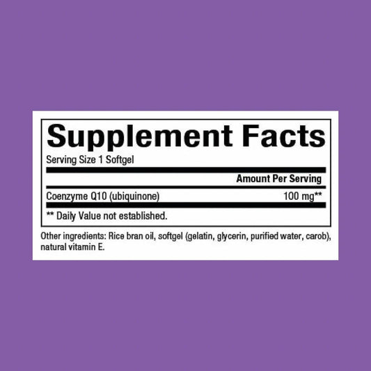 Close-up of Natural Factors CoQ10 softgels in bottle