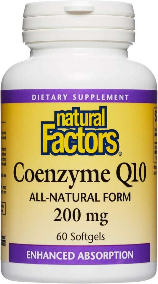 Natural Factors CoQ10 bottle with 60 softgels