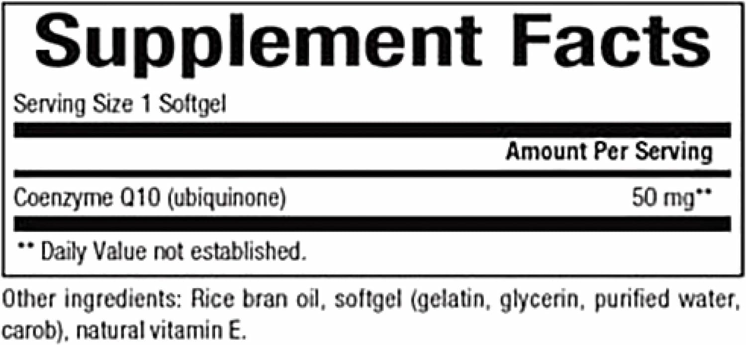 CoQ10 50mg softgels close-up showing glossy capsules