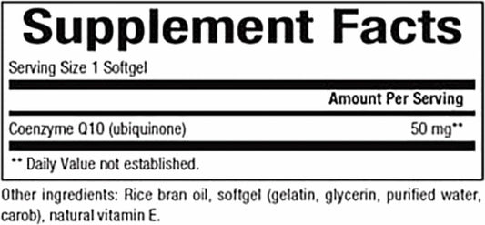 CoQ10 50mg softgels close-up showing glossy capsules