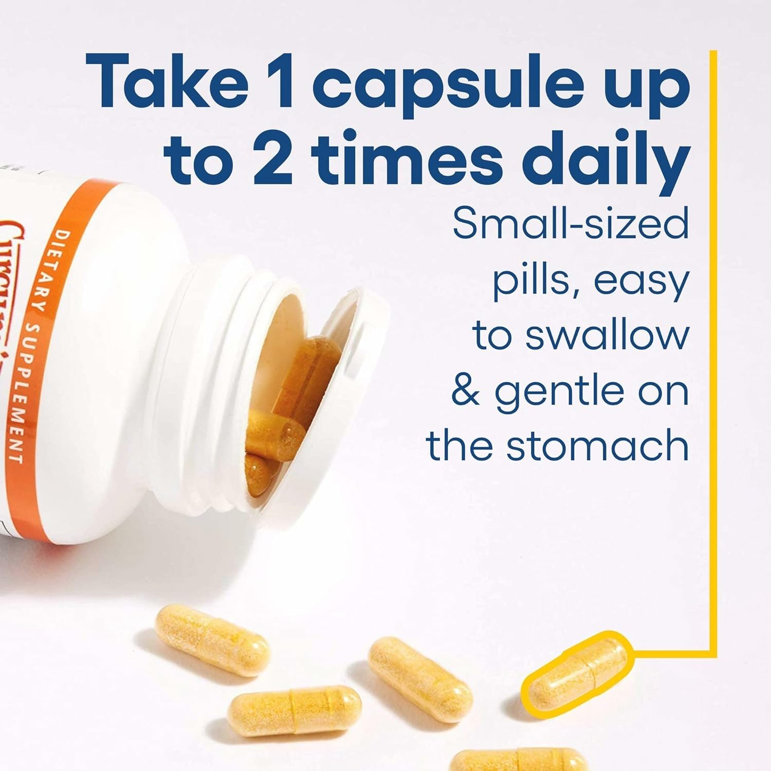 Curcumin-rich turmeric supplement bottle on white background