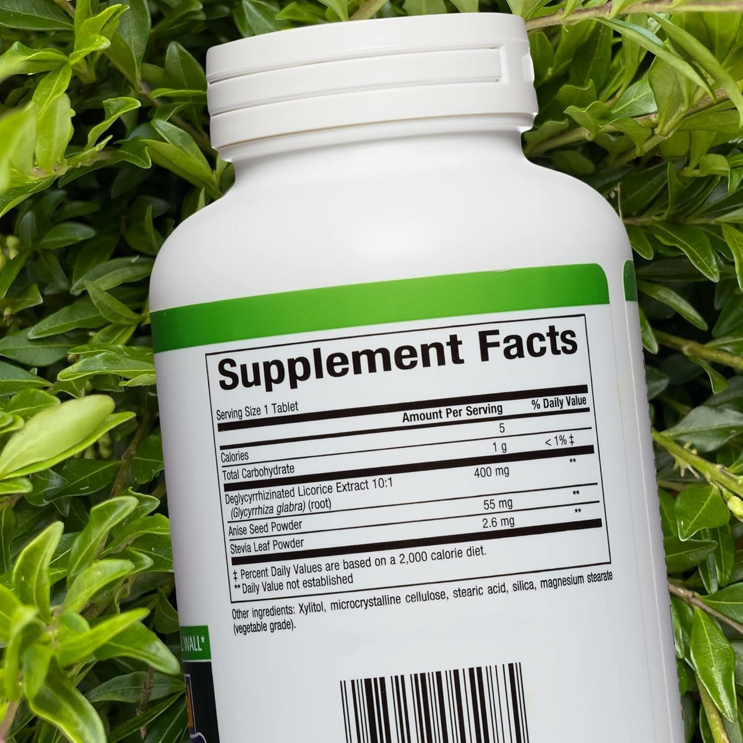 Close-up of DGL chewable tablets