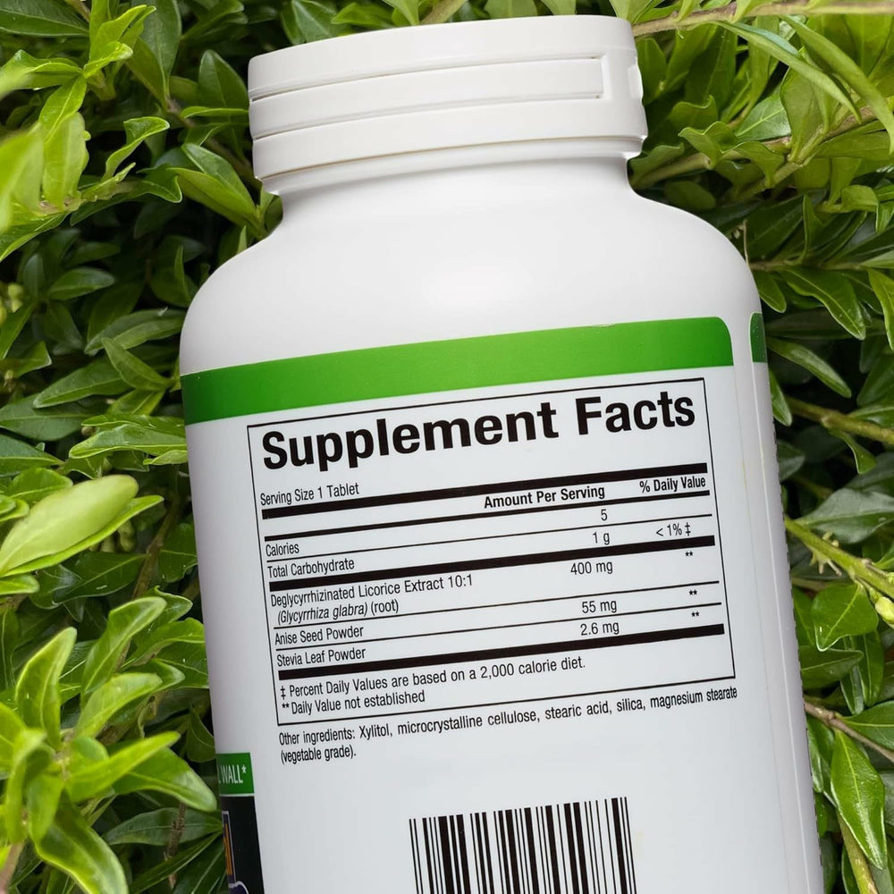 Close-up of DGL chewable tablets