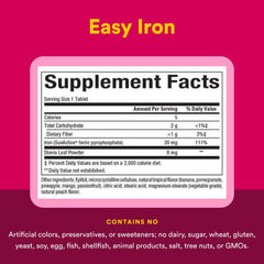 Ingredient highlights showing SunActive iron